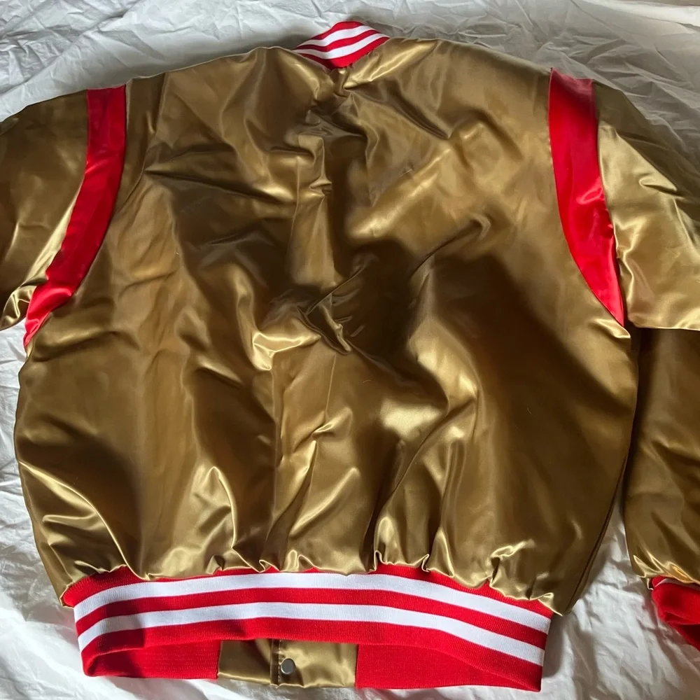Vintage Swingster USA San Francisco 49ers Gold Satin Bomber Jacket Men's Sz L - Picture 4 of 7
